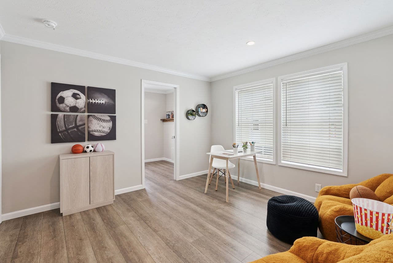 Blue sky interior home features